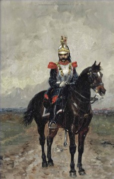 ジャン・ルイ・エルネスト・メソニエ Painting - フランス胸甲騎兵アーネスト・メソニエ・アカデミック
